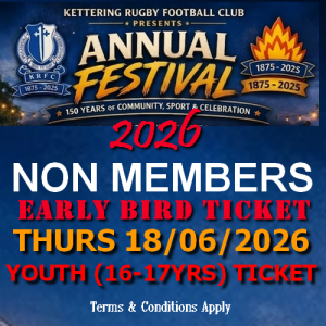 Under16YRS Ticket THURS 18TH June 2026 Beer Festival 2026 Non Members Early Bird